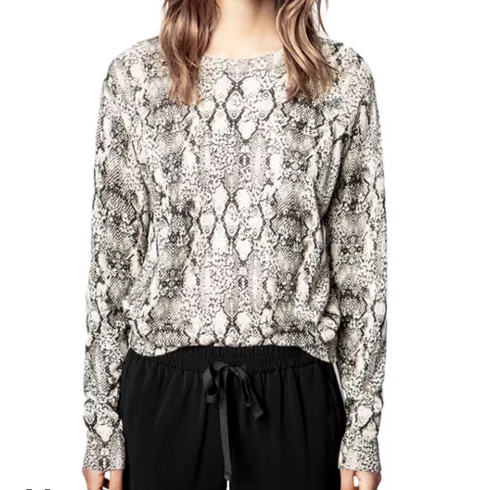 Zadig & Voltaire Cashmere Reglis Python Print Crew Neck Sweater